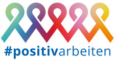 Logo der Aktion #positivarbeiten der Deutschen Aidshilfe.