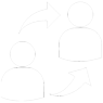 Das Bild zeigt zwei schematische Personen die durch Pfeile gegenseitig in Beziehung gesetzt werden.